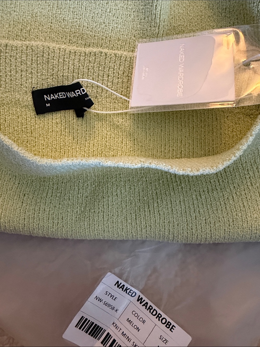 Naked Wardrobe Knit Ribbed Mini Skirt in Melon - Picture 3 of 3